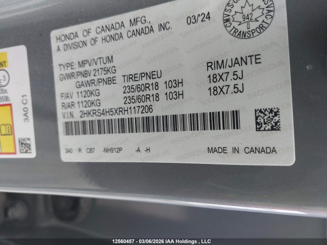 2HKRS4H5XRH117206 Honda CR-V