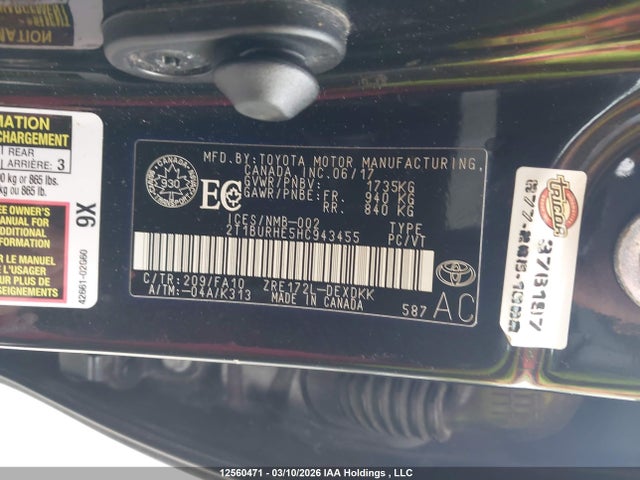 Toyota Corolla 2017 2T1BURHE5HC943455 Image 9