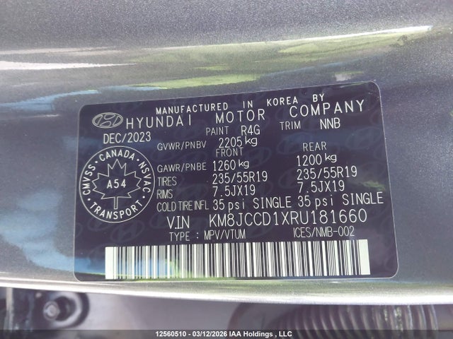 KM8JCCD1XRU181660 Hyundai Tucson Sel Convenience