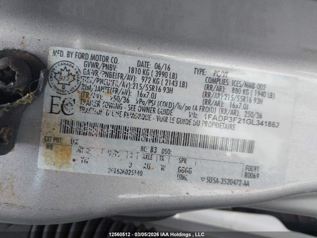 Aukcja sprzedaży 2016 Ford Focus Se, vin: 1FADP3F21GL341882, numer aukcji: 12560512