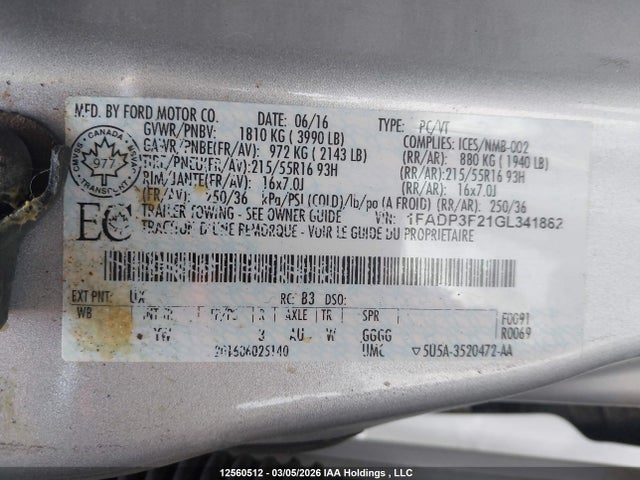 Aukcja sprzedaży 2016 Ford Focus Se, vin: 1FADP3F21GL341882, numer aukcji: 12560512