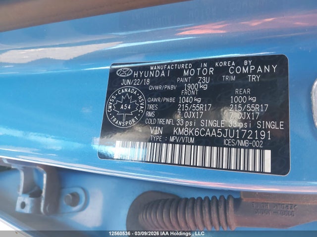 Продажа на аукционе авто 2018 Hyundai Kona 2.0l Luxury, vin: KM8K6CAA5JU172191, номер лота: 12560536