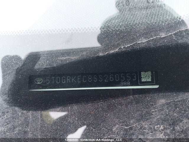 12560559 :رقم المزاد ، 5TDGRKEC8SS260553 vin ، 2025 Toyota Sienna مزاد بيع