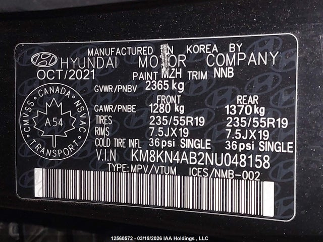KM8KN4AB2NU048158 Hyundai Ioniq 5 Preferred