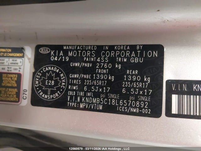 KNDMB5C18L6570892 KIA Sedona Lx/ex