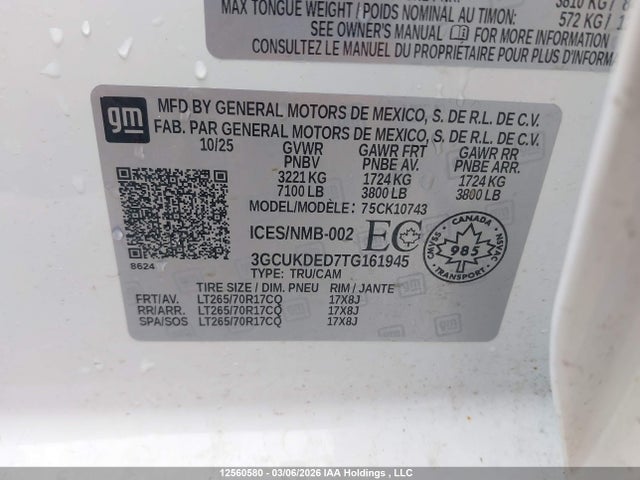 3GCUKDED7TG161945 Chevrolet Silverado K1500 Lt