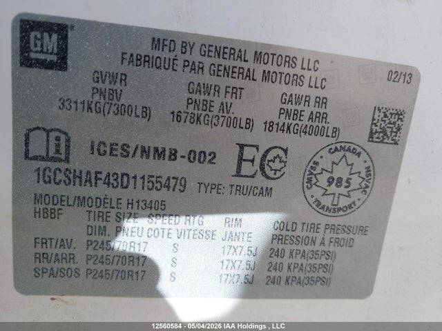 Aukcja sprzedaży 2013 Chevrolet Express 1500 Standard, vin: 1GCSHAF43D1155479, numer aukcji: 12560584