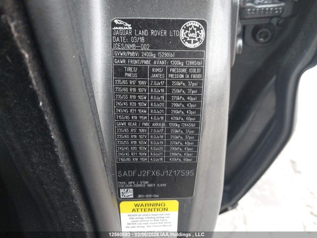 Jaguar E-Pace 2018 SADFJ2FX6J1Z17595 Image 9