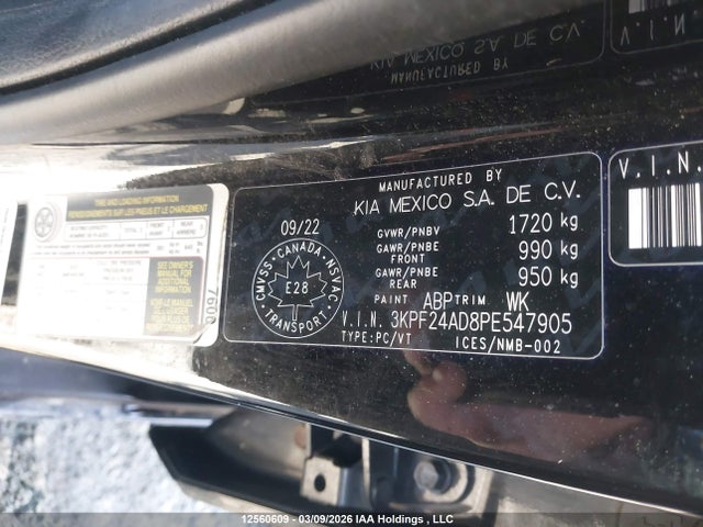 3KPF24AD8PE547905 KIA Forte Lx/lxs