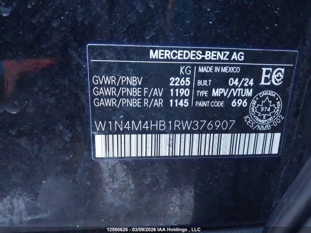 W1N4M4HB1RW376907 Mercedes-Benz Glb 250 4matic