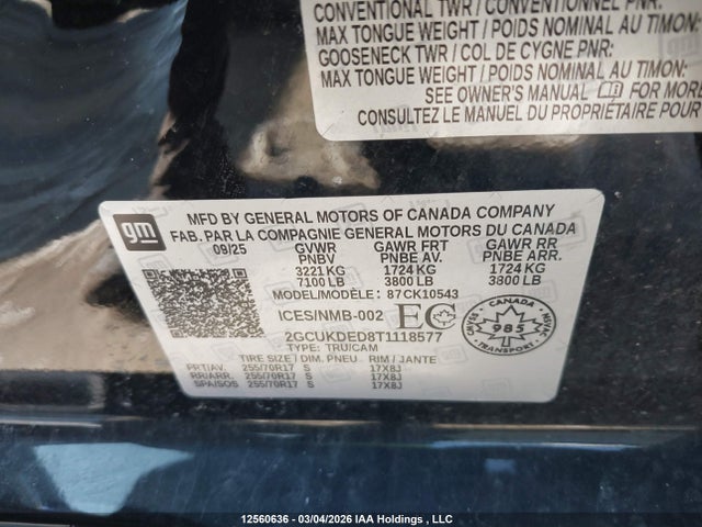 2GCUKDED8T1118577 Chevrolet Silverado K1500 Lt