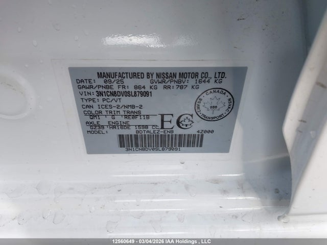 3N1CN8DV0SL879091 Nissan VERSA S