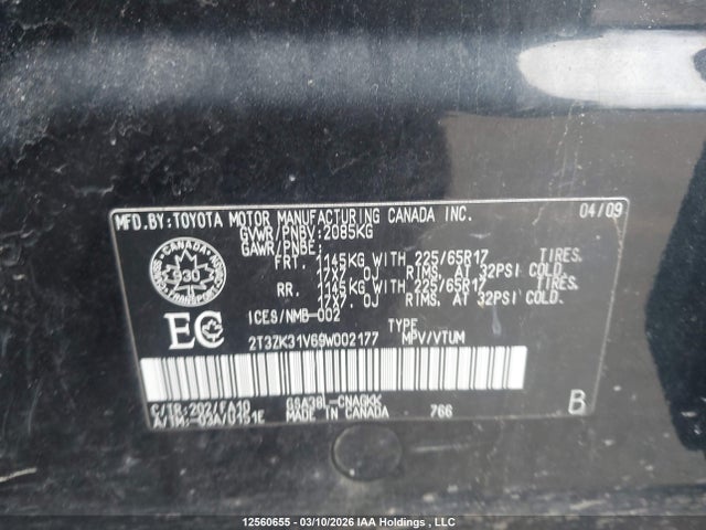 Aukcja sprzedaży 2009 Toyota Rav4, vin: 2T3ZK31V69W002177, numer aukcji: 12560655