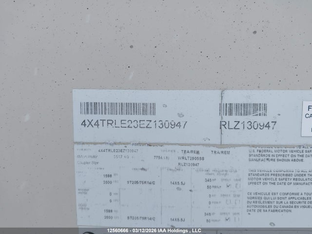 12560666 :رقم المزاد ، 4X4TRLE23EZ130947 vin ، 2014 Forest River  مزاد بيع