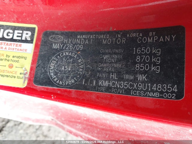Продаж на аукціоні авто 2009 Hyundai Accent, vin: KMHCN35CX9U148354, номер лоту: 12560679
