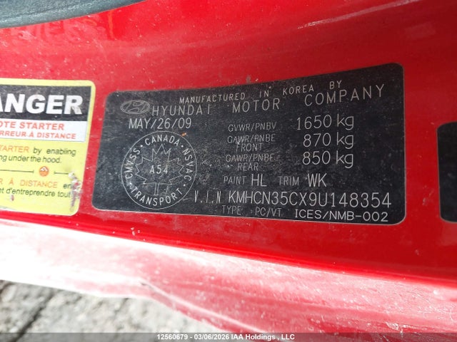 Продаж на аукціоні авто 2009 Hyundai Accent, vin: KMHCN35CX9U148354, номер лоту: 12560679