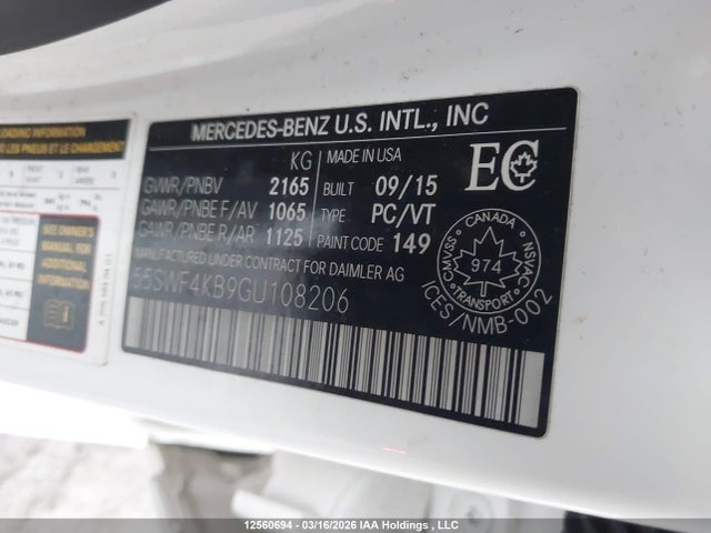 55SWF4KB9GU108206 Mercedes-Benz C 300 4matic