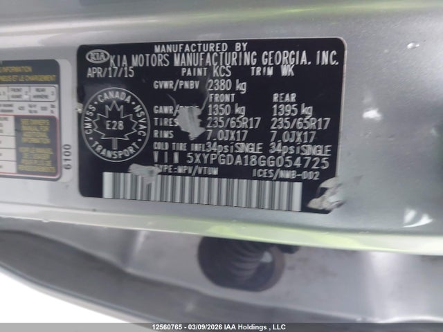 5XYPGDA18GG054725 KIA Sorento