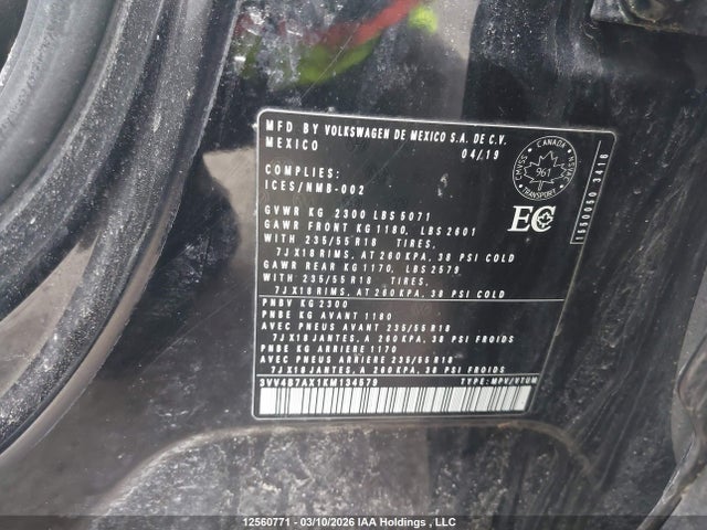 3VV4B7AX1KM134579 Volkswagen Tiguan Highline