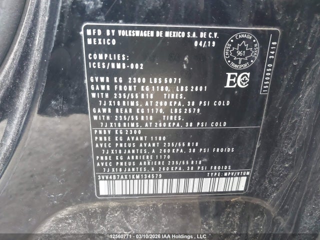 3VV4B7AX1KM134579 Volkswagen Tiguan Highline