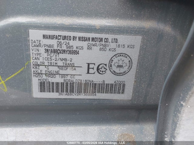 Aukcja sprzedaży 2024 Nissan Sentra Sv, vin: 3N1AB8CV2RY369954, numer aukcji: 12560775