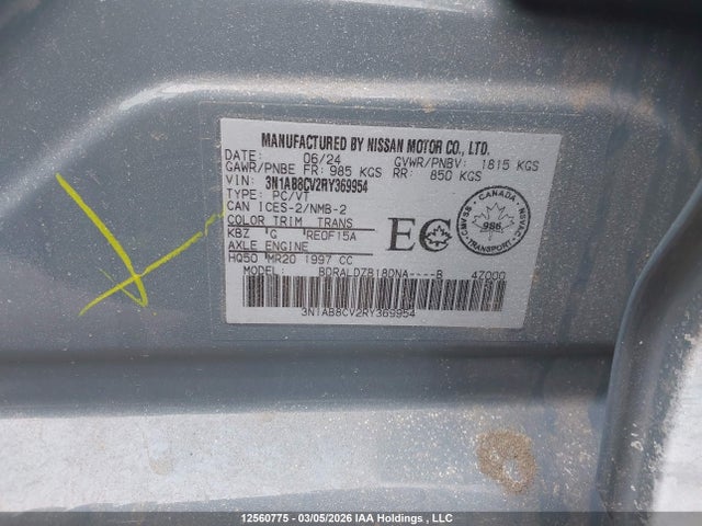 Aukcja sprzedaży 2024 Nissan Sentra Sv, vin: 3N1AB8CV2RY369954, numer aukcji: 12560775
