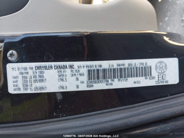 2C4RDGBG3ER311708 Dodge Grand Caravan Se/sxt