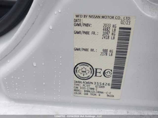 1N4BL4CW6PN355426 Nissan ALTIMA SR