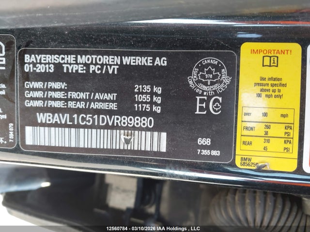 Aukcja sprzedaży 2013 Bmw X1 Xdrive28i, vin: WBAVL1C51DVR89880, numer aukcji: 12560784