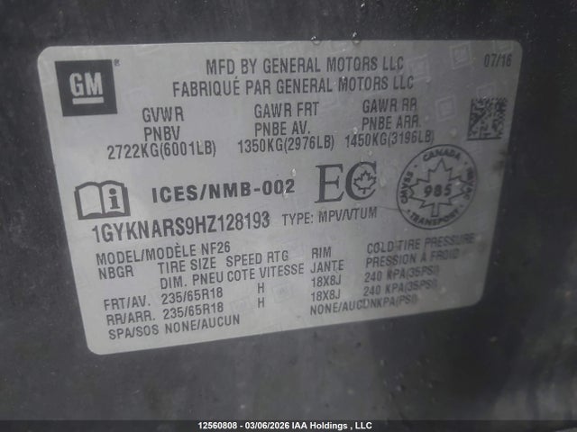 1GYKNARS9HZ128193 Cadillac XT5