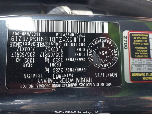 5XYZUDLB9HG476219 Hyundai SANTA FE SPORT