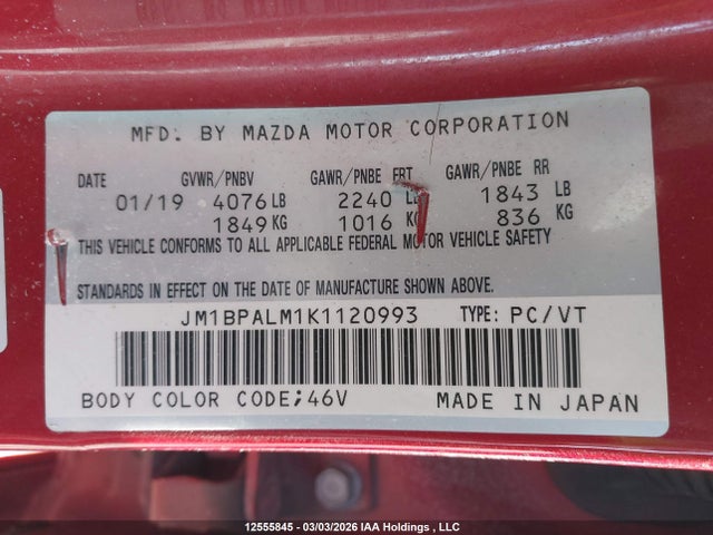 JM1BPALM1K1120993 Mazda Mazda3 Gs
