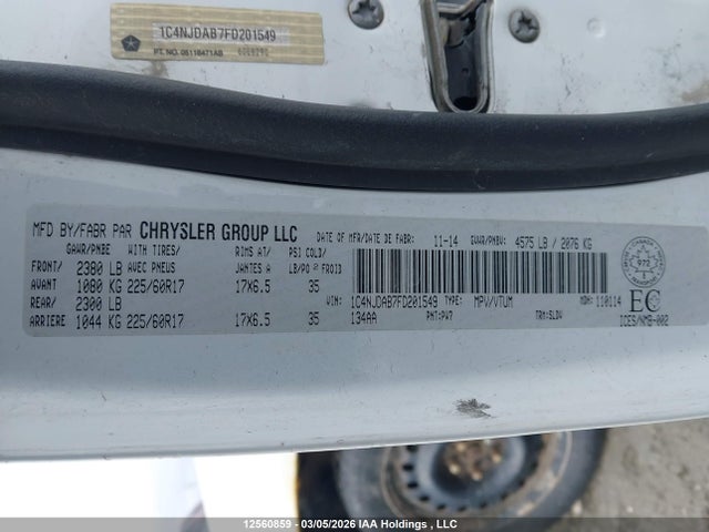 12560859 :رقم المزاد ، 1C4NJDAB7FD201549 vin ، 2015 Jeep Compass Sport مزاد بيع
