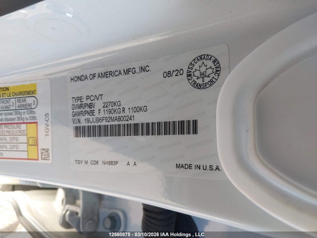 19UUB6F92MA800241 Acura Tlx Platinum Elite