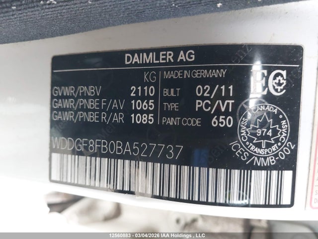 Aukcja sprzedaży 2011 Mercedes-benz C 250 4matic, vin: WDDGF8FB0BA527737, numer aukcji: 12560883