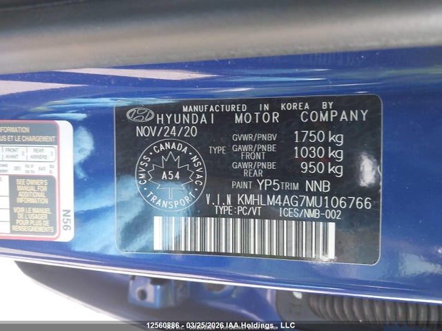 Auction sale of the 2021 Hyundai Elantra Preferred Ivt With Sun And Tech Package, vin: KMHLM4AG7MU106766, lot number: 12560886