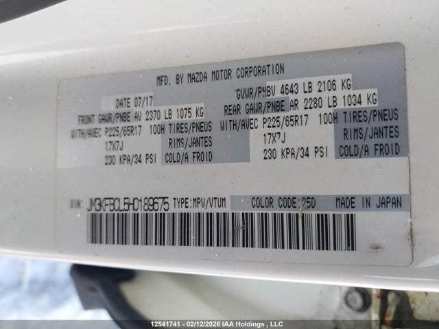 JM3KFBCL5H0189675 Mazda Cx-5 Gs