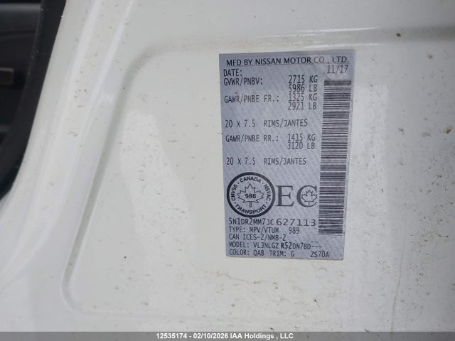 5N1DR2MM7JC627113 Nissan Pathfinder Midnight Edition/platinum/s/sl Premium/sv Tech