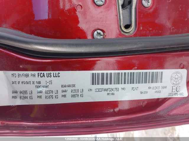Продажа на аукционе авто 2015 Dodge Dart Se, vin: 1C3CDFAA0FD241753, номер лота: 12560905