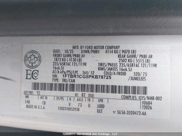 1FTBR1CG5PKB78725 Ford Transit T-250