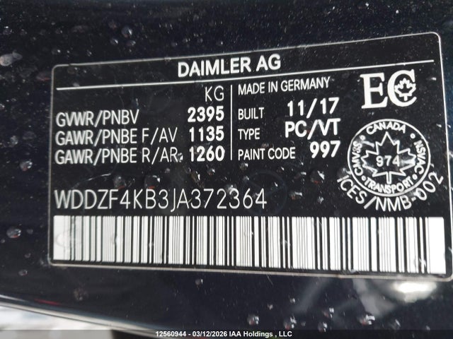 Aukcja sprzedaży 2018 Mercedes-benz E 300 4matic, vin: WDDZF4KB3JA372364, numer aukcji: 12560944