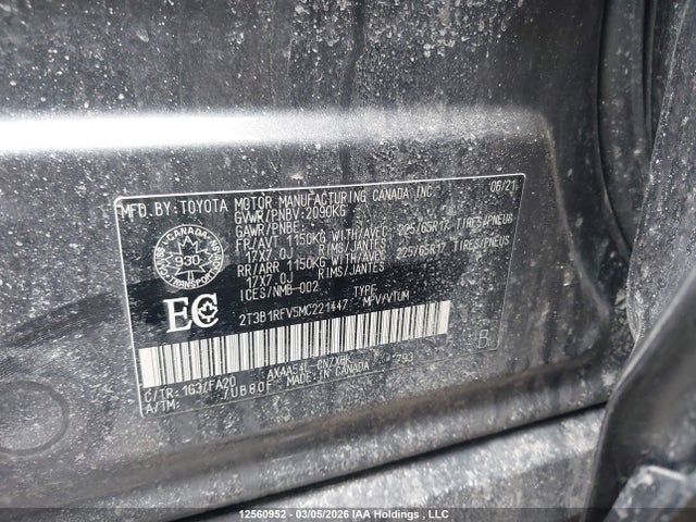 Продаж на аукціоні авто 2021 Toyota Rav4 Le, vin: 2T3B1RFV5MC221447, номер лоту: 12560952