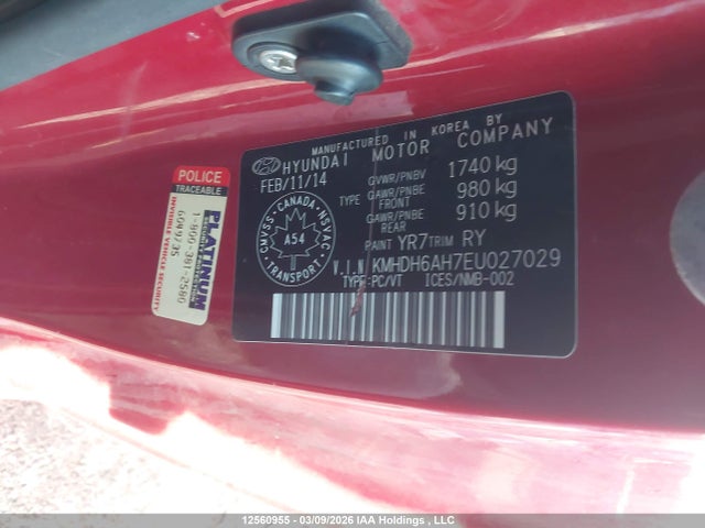 KMHDH6AH7EU027029 Hyundai ELANTRA GL