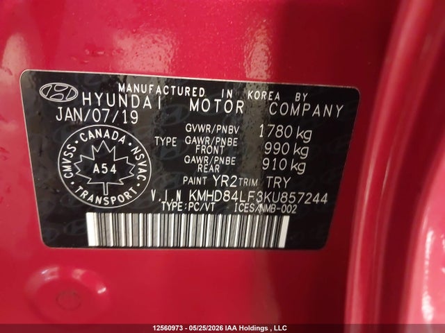 Aukcja sprzedaży 2019 Hyundai Elantra Preferred, vin: KMHD84LF3KU857244, numer aukcji: 12560973