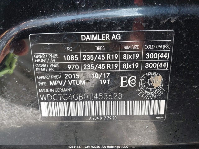 WDCTG4GB0JJ453628 Mercedes-Benz Gla 250 4matic