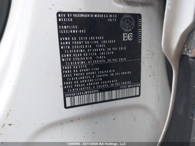 Volkswagen Tiguan Highline 2018 3VV4B7AX3JM066865 Image 9