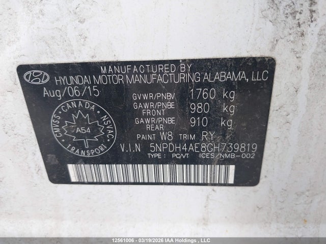 Продаж на аукціоні авто 2016 Hyundai Elantra Gl, vin: 5NPDH4AE8GH739819, номер лоту: 12561006