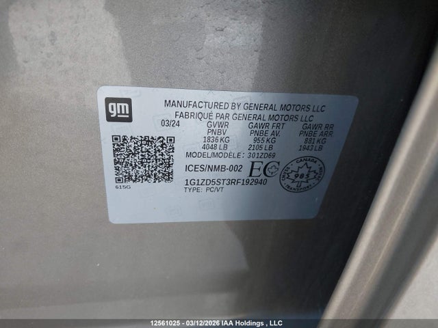 Aukcja sprzedaży 2024 Chevrolet Malibu Lt, vin: 1G1ZD5ST3RF192940, numer aukcji: 12561025