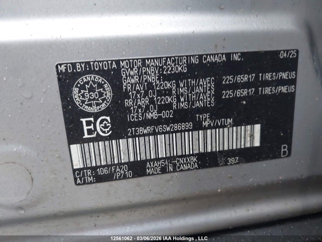 2T3BWRFV6SW286899 Toyota RAV4 HYBRID