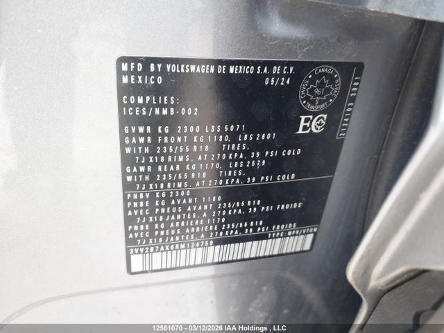 Продажа на аукционе авто 2024 Volkswagen Tiguan, vin: 3VV2B7AX6RM124759, номер лота: 12561070